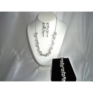Rhinestone 3pc necklace set, bridal MOB prom party evening drag queen necklace